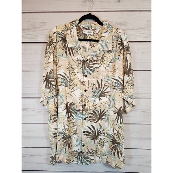 Caribbean Other - Caribbean‎ Mens Multicolor Pineapple Short Sleeve Button Down Shirt Size 4XB